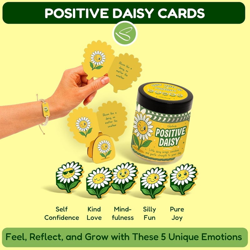 STOFINITY Positive Daisy Gifts For Women - Emotional Support Flowers For Teachers Appreciation Gifts, Jar of Positive Affirmations Cards For Teens, Inspirational Gift Cute Desk Accessories - Image 3